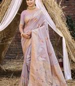 Lavender art silk woven work festival saree