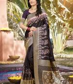 Purple art silk woven work festival saree