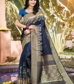 Blue art silk woven work festival saree