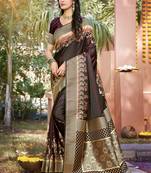 Maroon art silk woven work festival saree