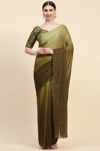 Olive women's marble chiffon saree