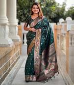 Soft banarasi silk blend saree with zari weaving meenakari design