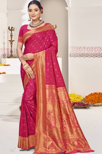 Rani art silk woven work festival saree