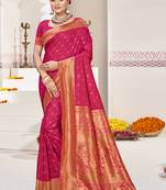 Rani art silk woven work festival saree