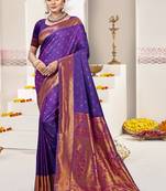 Purple art silk woven work festival saree