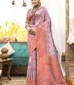 Mauve art silk woven work festival saree