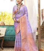 Lavender art silk woven work festival saree