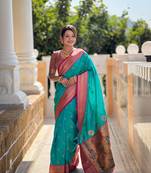Soft paithani silk blend saree with zari weaving motif design