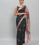 Abstract printed saree with printed border