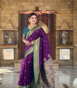 Soft paithani silk blend saree with zari weaving motif design