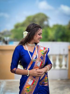 Soft paithani silk blend saree with zari weaving motif design 3