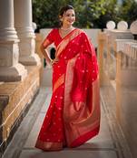 Soft banarasi silk blend saree with zari weaving motif design