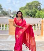 Soft silk blend saree with self weaving design