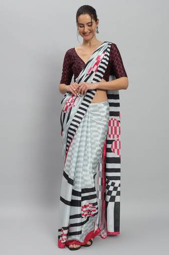 Printed satin ready to wear saree
