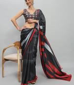 Abstract striped satin saree