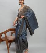 grey Satin ready to wear saree