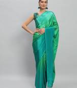 green Satin ready to wear saree