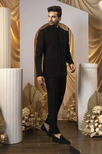 Charcoal whisper bandhgala set