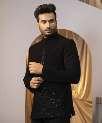 Charcoal whisper bandhgala set 4
