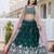 dark green Chiffon Embroidery work Lehenga Choli with Floral Print Dupatta for Women