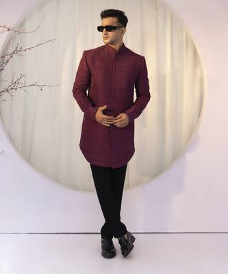 Wine noir achkan set 1