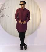 Wine noir achkan set