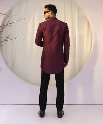 Wine noir achkan set 2
