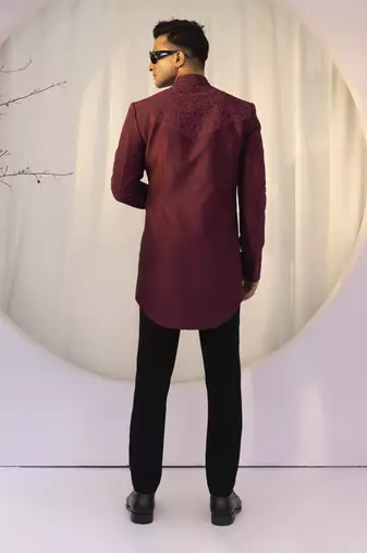 Wine noir achkan set