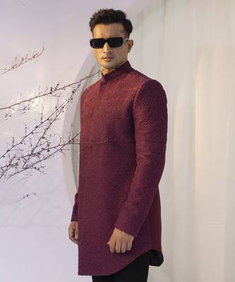 Wine noir achkan set 3