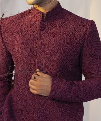 Wine noir achkan set 4