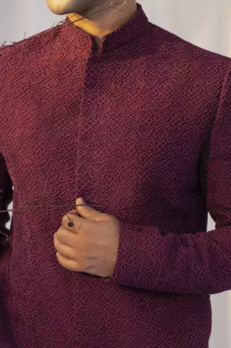 Wine noir achkan set