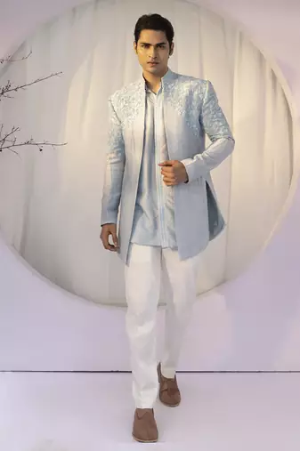 Azure mist open jacket set