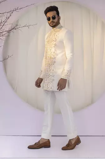 Pearlescent pride achkan set