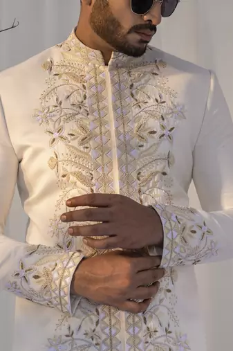 Pearlescent pride achkan set
