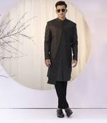 Assymetric onyx achkan set