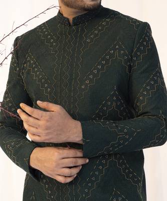 Emerald zevar achkan set 5