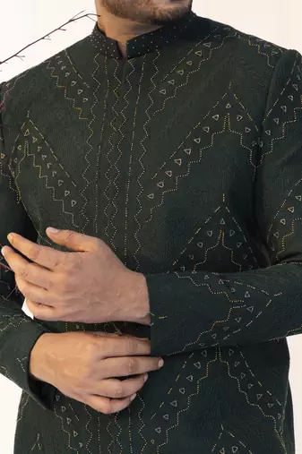 Emerald zevar achkan set
