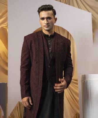 Crimson dust achkan set 4