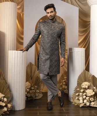 Graphite glist achkan set 1