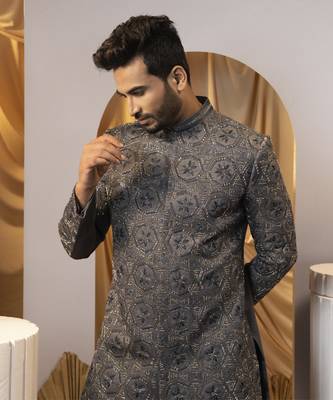 Graphite glist achkan set 4