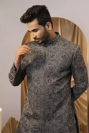 Graphite glist achkan set