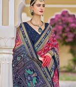 Silk Blend foil print classic saree in hot pink