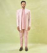 Mauve pink embroidered indo-western set