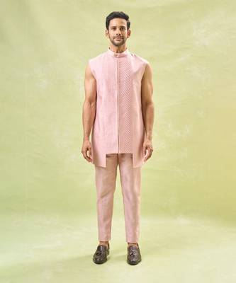 Mauve pink embroidered indo-western set 2