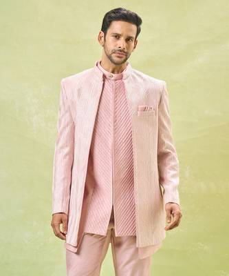 Mauve pink embroidered indo-western set 3