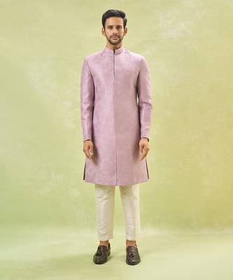 Purple embroidered achkan set 1