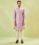 Purple embroidered achkan set