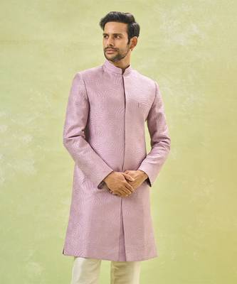 Purple embroidered achkan set 3