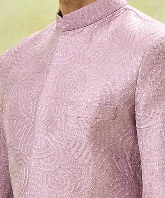 Purple embroidered achkan set 4