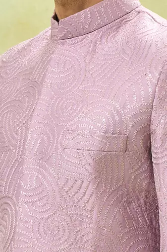 Purple embroidered achkan set